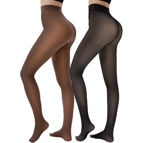 HONGTEYA 2 pares de mallas con forro polar para mujer medias térmicas