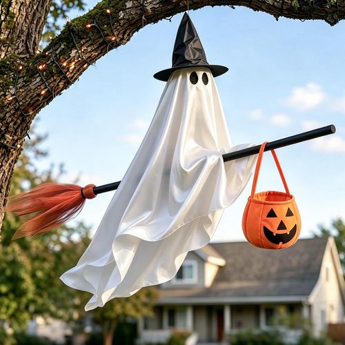 Decoraciones de Halloween, fantasmas colgantes de 5 pies en escobas