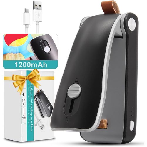 Mini sellador de bolsas 2 en 1, sellador térmico recargable de bolsas