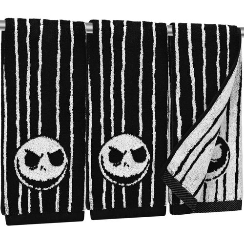 Paquete de 3 toallas de mano de calavera a rayas de Halloween