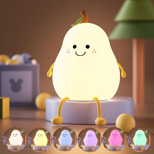 Luz de noche LED linda en forma de pera, lámparas regulables para guarderíia