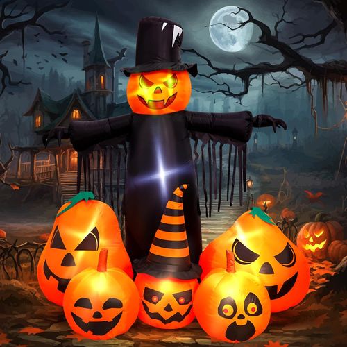 Decoraciones inflables de calabaza de Halloween de 7 pies con LED integrado