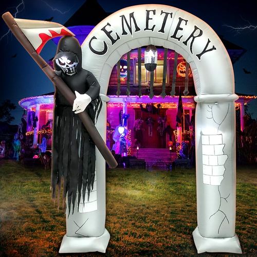 Decoración de arco inflable de Halloween de 8 pies con luz LED