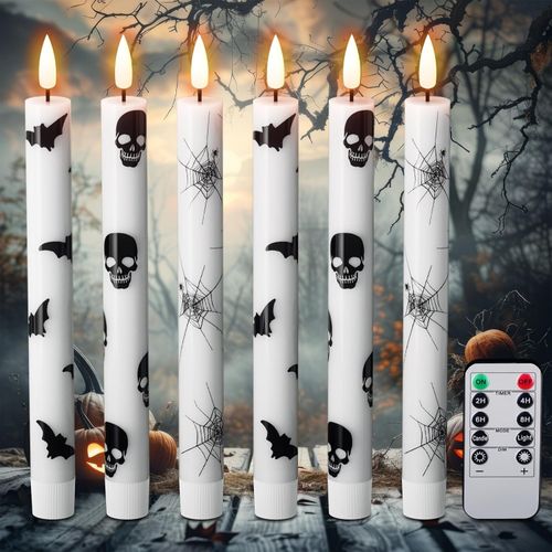 Calcomanías de Halloween velas cónicas sin llama con control