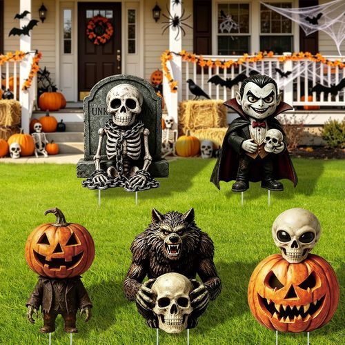 Decoraciones de Halloween para exteriores, 5 carteles de Halloween