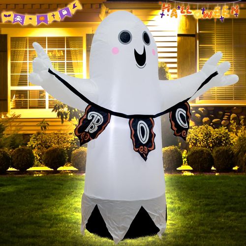 Decoración inflable de Halloween de fantasma blanco de 3.5 pies con luz LED