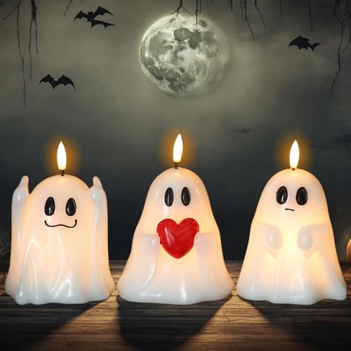 Velas sin llama de fantasma de Halloween con temporizador de 6