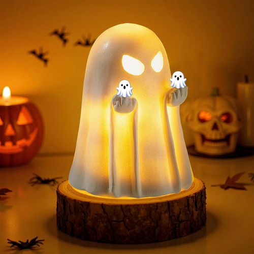 Figura de fantasma con luz media, estatua grande de fantasma espeluznante de 5.1 pulgadas