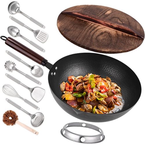 Wok de Acero al Carbono de 32,5 cm con Accesorios