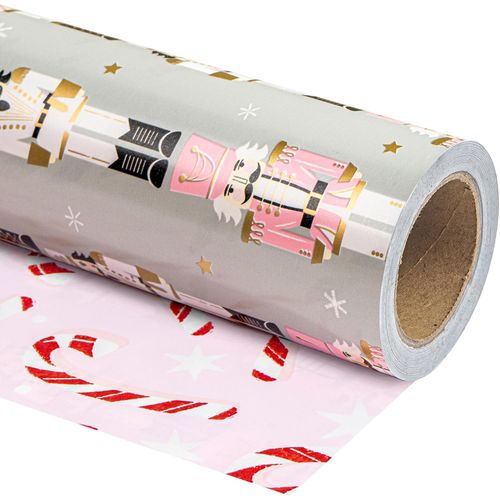 Papel de Regalo Navideño Reversible, 43 cm × 10 m