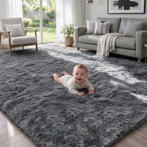 Alfombra Peluda Lavable de 152 × 244 cm