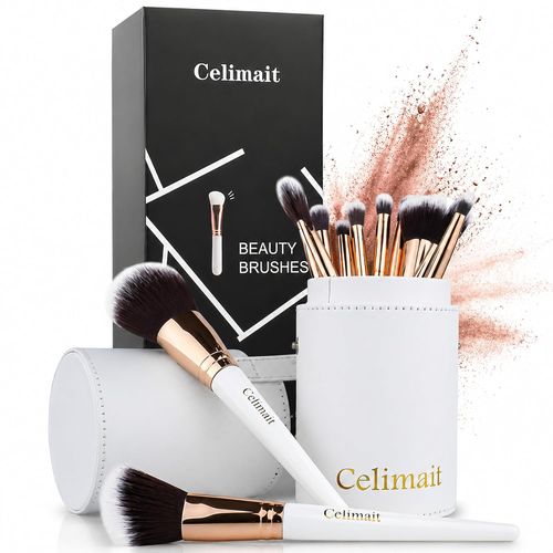 Juego de 12 Brochas de Maquillaje con Estuche