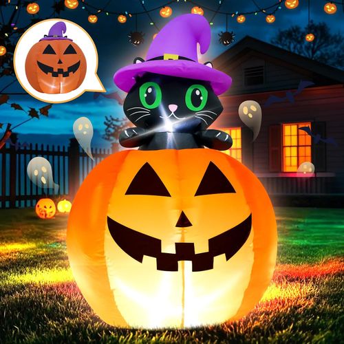 Calabazas inflables de gato de 4 pies para Halloween