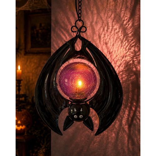 Faroles de cristal de Halloween, luces colgantes de murciélago