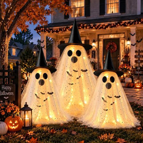Paquete de 3 decoraciones de fantasmas de Halloween, fantasmas grandes