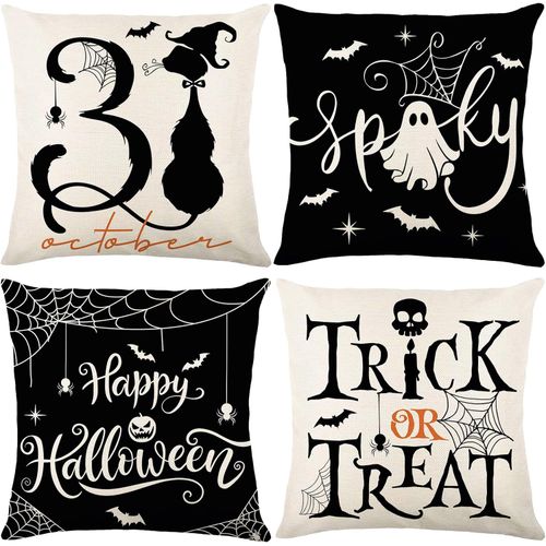 Juego de 4 fundas de almohada de Halloween de 18 x 18 pulgadas