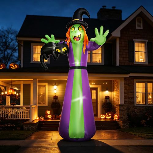 Bruja inflable gigante de Halloween de 12 pies para decoración al aire libre