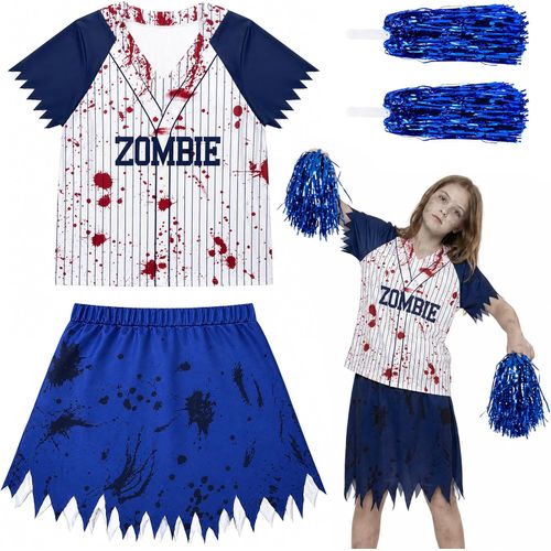 Disfraces de Halloween de jugadora de béisbol zombi y porrista para niñas