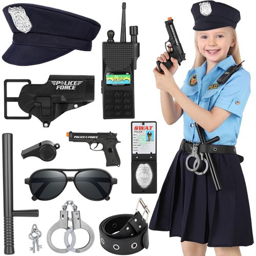 Disfraz de oficial de policía para niñas, disfraz de policía para niños