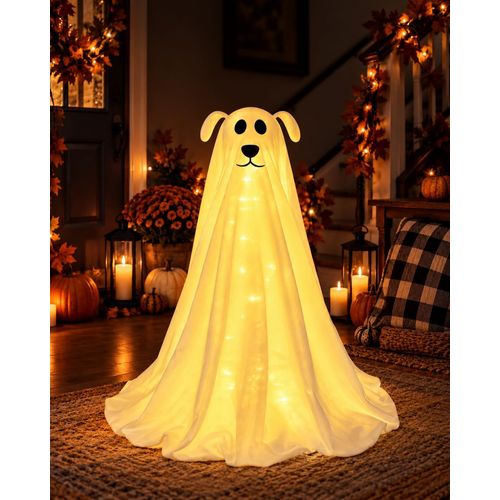 Perro fantasma iluminado de Halloween