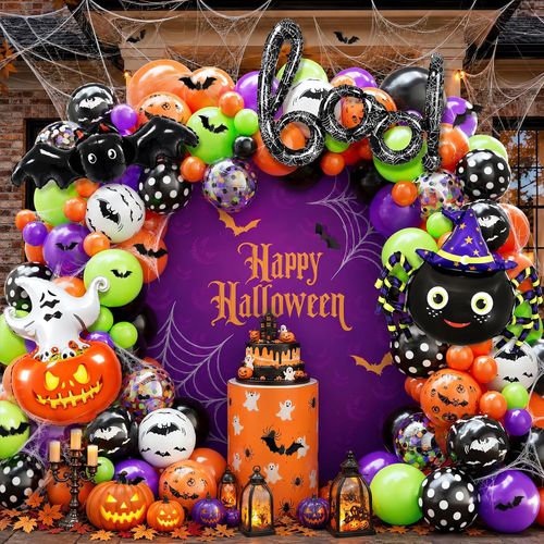 Kit de arco de globos de Halloween con globos de aluminio de fantasma