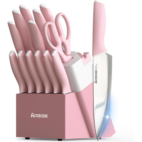 Astercook Juego de cuchillos de cocina con bloque y afilador
