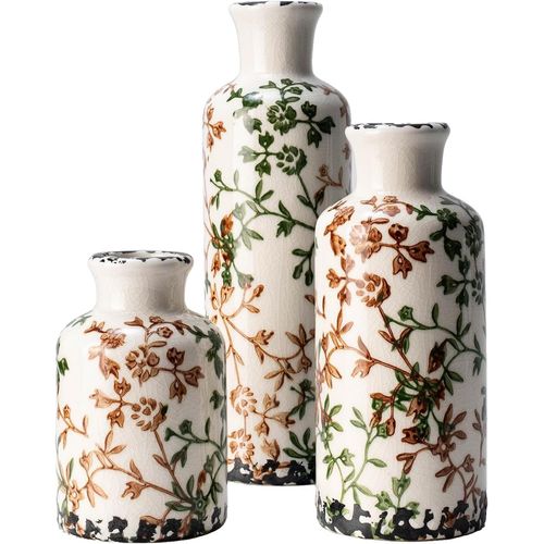 Set de 3 Jarrones de Cerámica Vintage Rústicos Decorativos