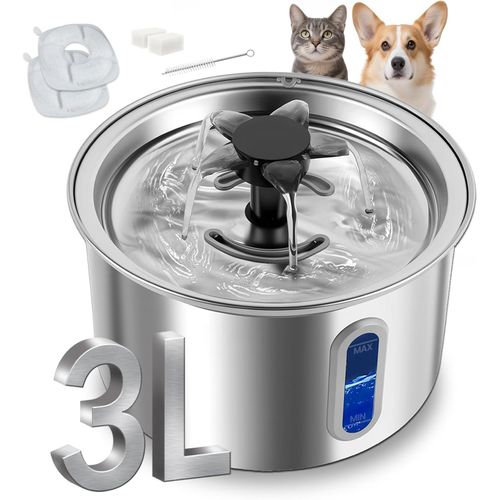 Fuente de agua para gatos de acero inoxidable de 3 l/101 oz para uso en interiores