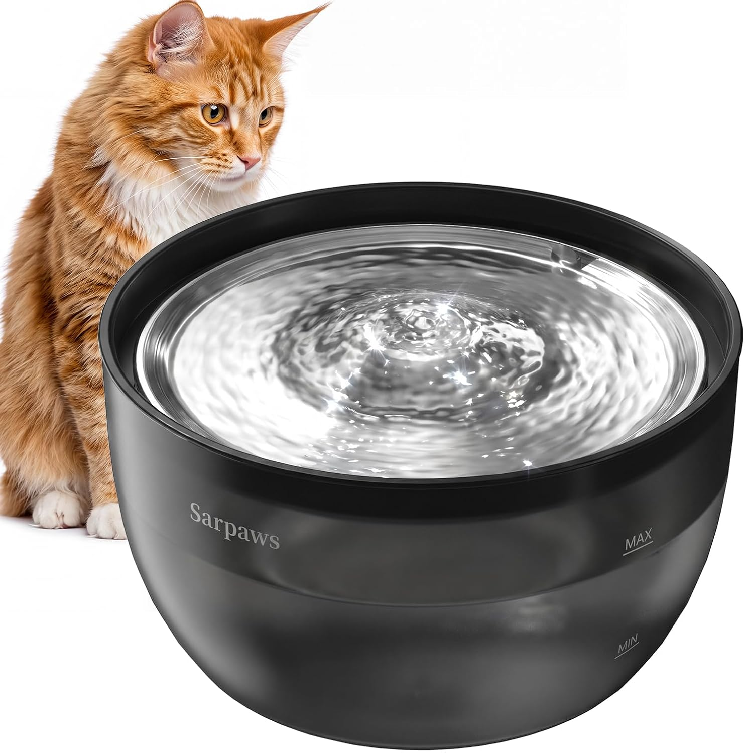 Fuente de agua para gatos de acero inoxidable, automático de agua para mascotas de 101