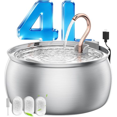 Fuente de agua para gatos de acero inoxidable 304, dispensador de múltiples