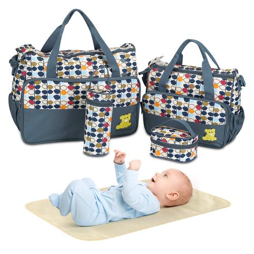 Juego de 5 Piezas de Bolsa de Pañales Tipo Tote para Artículos Esenciales del Bebé