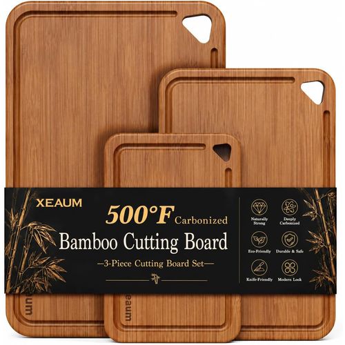 Tabla de cortar de bambú para cocina, juego de tablas de cortar de madera de 3 piezas