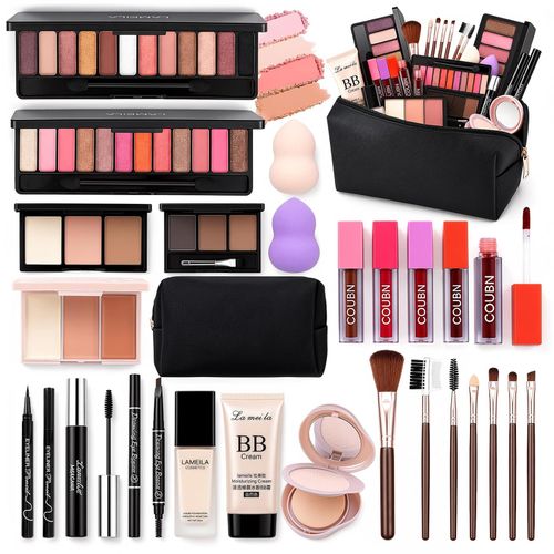 Kit Maquillaje Completo con 2 Paletas, 7 Brochas y Bolso