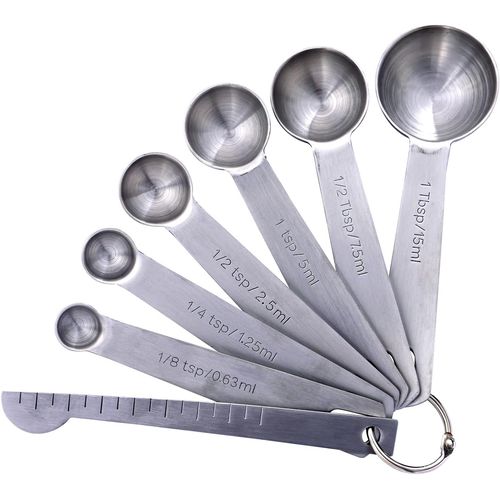 Juego de cucharas medidoras de acero inoxidable, medidas métricas