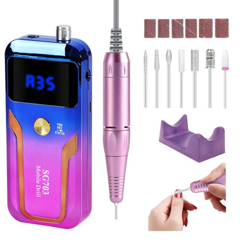 Taladro de uñas portátil profesional 35000 RPM, máquina de lima de uñas eléctrica