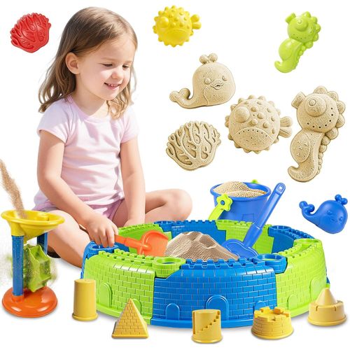 Set 25 Juguetes de Arena con Cerca Cubo Palas y Moldes