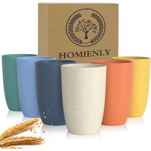 Pack 6 Vasos Paja de Trigo 355 ml Apilables Multicolor