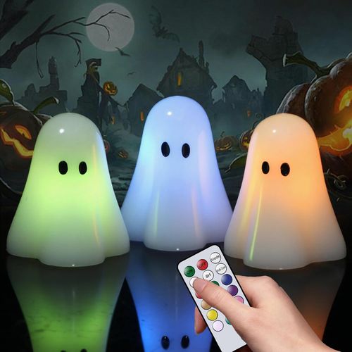 Velas sin llama de Halloween que cambian de color con temporizador remoto