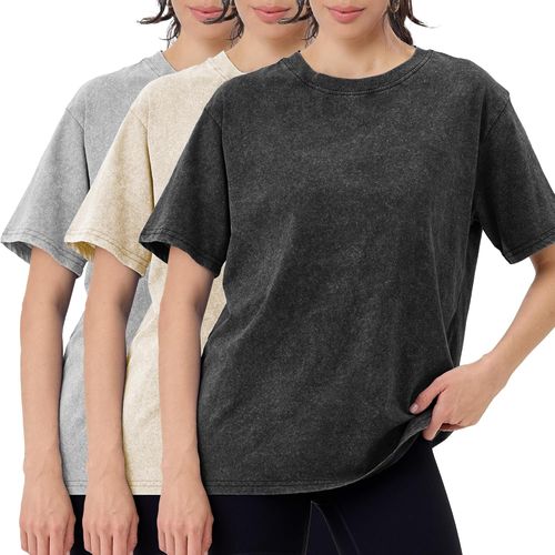 Pack 3 Camisetas Oversize 100% Algodón Lavado Ácido