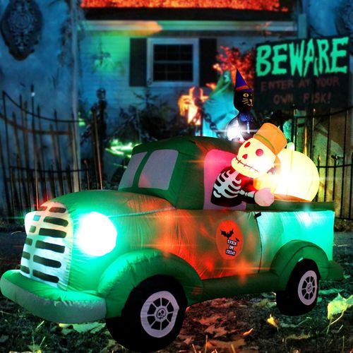 Decoración inflable de Halloween de 7.5 pies de largo con luces LED