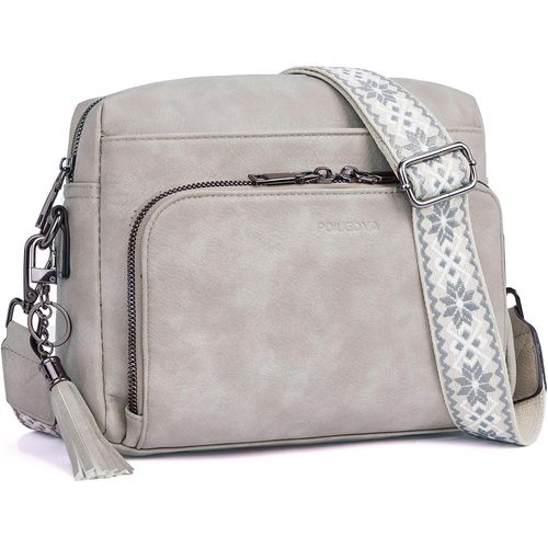 POIUGOYA Bolsos medianos cruzados para mujer a la moda de cuero vegano