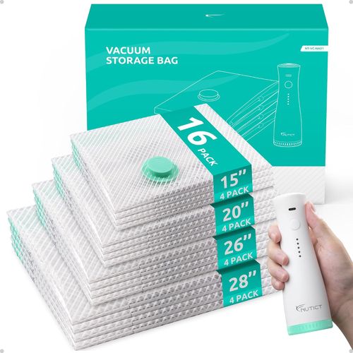 16 Bolsas al Vacío en 4 Tamaños con Bomba Recargable USB-C