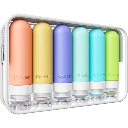 Quatish - Juego de 6 botellas de viaje para artículos de tocador