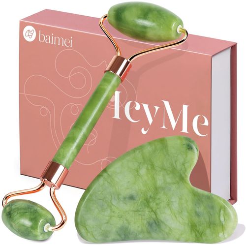 Set Facial de Rodillo de Jade y Gua Sha Verde