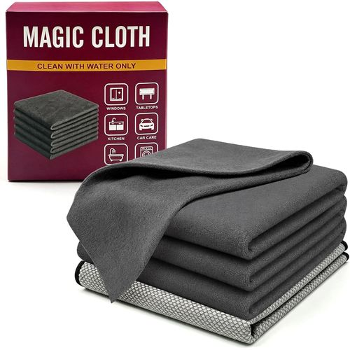 Genie Magic Cloth Paquete de 5 paños de limpieza de microfibra sin pelusa ni rayas