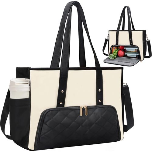 Bolsa de almuerzo con asa para mujer, bolsa para laptop de 15.6 pulgadas 