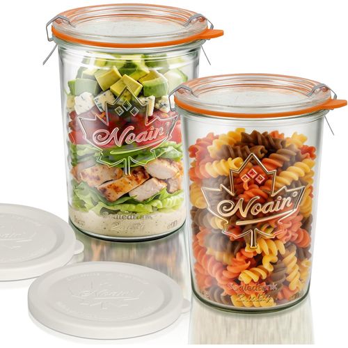 Paquete de 2 Tarros de Vidrio de 800 ml con 4 Tapas