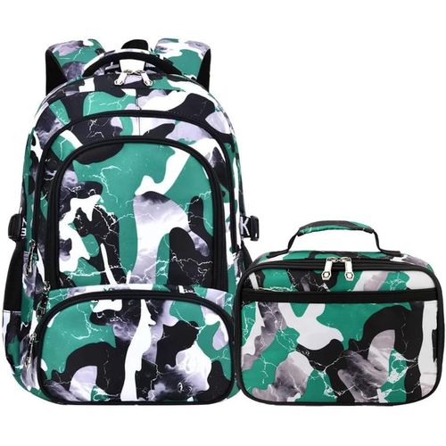 Mochila Escolar de Camuflaje Verde para Niños, de Nailon Resistente