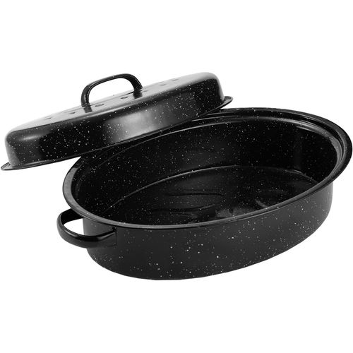 Asador Ovalado Esmaltado de 40,6 cm con Tapa