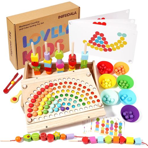 Juego Montessori de Madera para Clasificar, Apilar y Ensartar